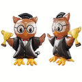 Owl in Cap and Gown Holding Trophy Balloon