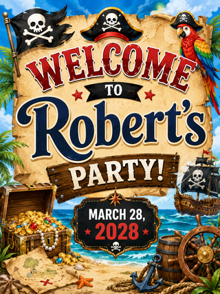 Pirate Design 2 Birthday Sign