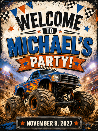 Monster Truck Design 2 Party Sign
