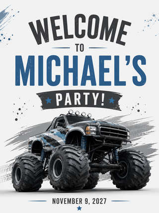 Monster Truck Design 1 Party Sign