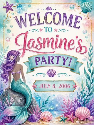 Mermaid Design 2 Party Sign