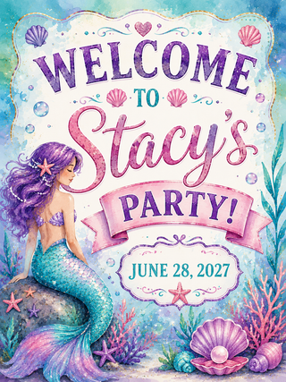 Mermaid Design 1 Party Sign