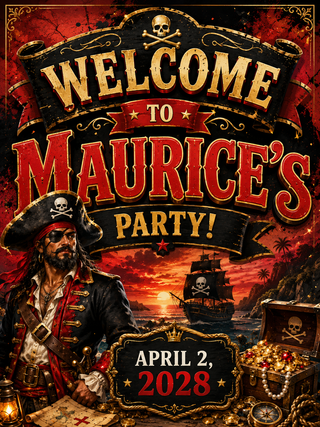 Pirate Design 1 Birthday Sign