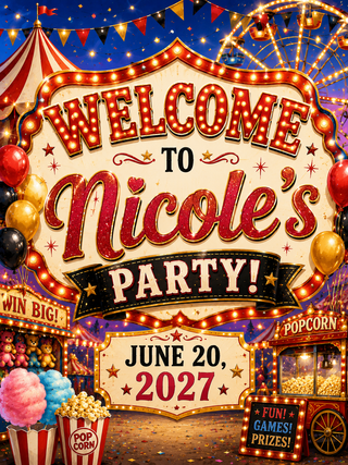 Carnival Design 1 Birthday Sign