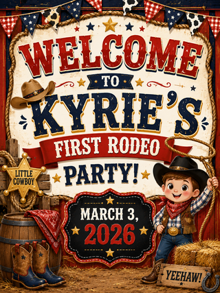 First Rodeo Design 2 Boy Birthday Sign