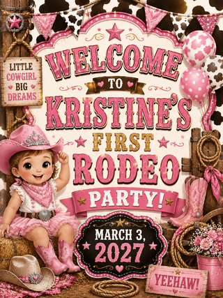 First Rodeo Design 1 Girl Birthday Sign