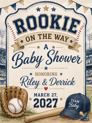 Rookie On The Way Baby Shower Sign
