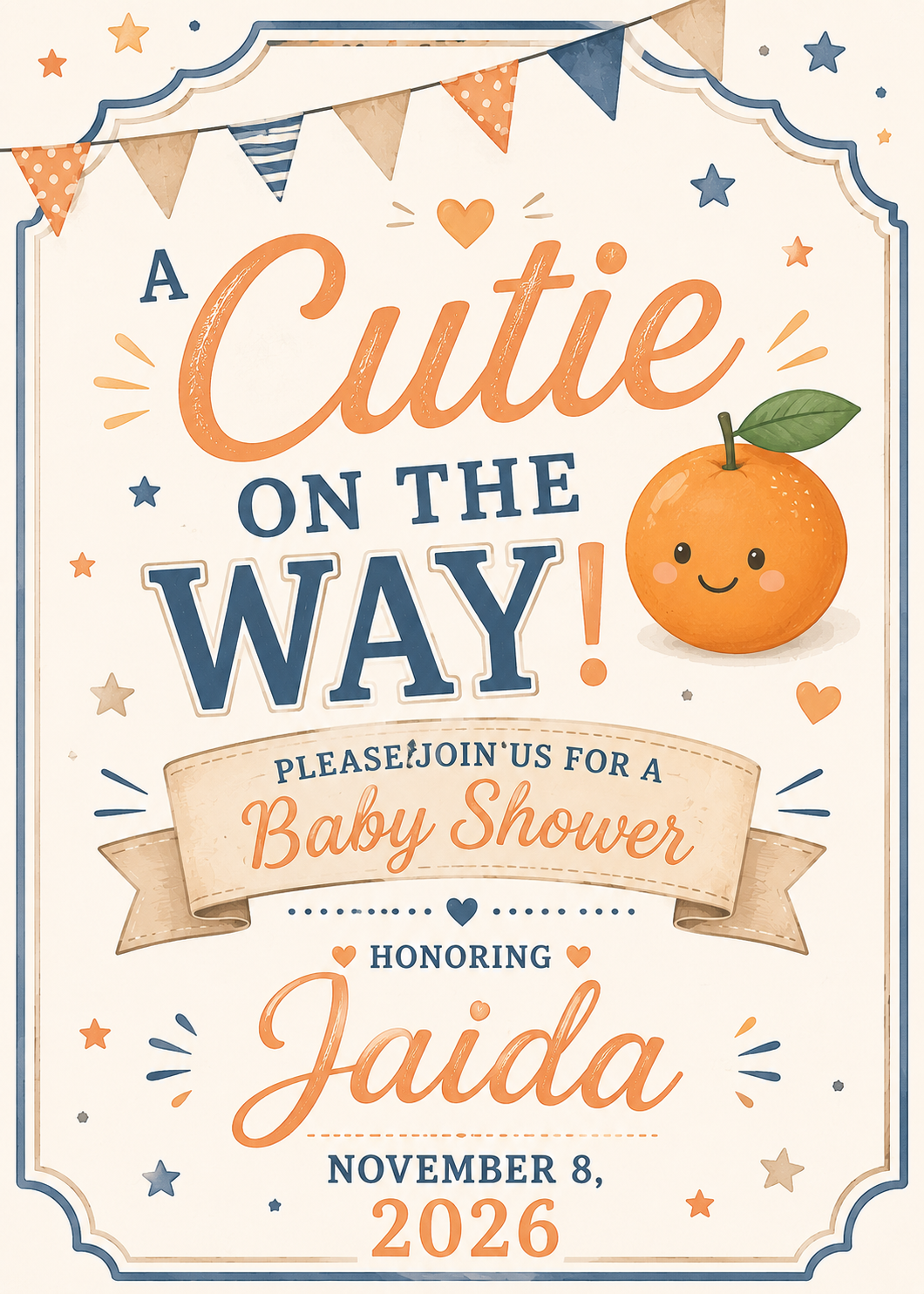 Cutie On The Way Baby Shower Sign