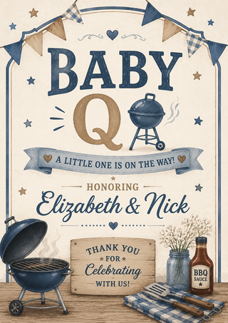 Baby Q Design 2 (Boy) Baby Shower Sign