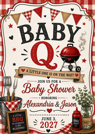 Baby Q Design 1 (Boy) Baby Shower Sign
