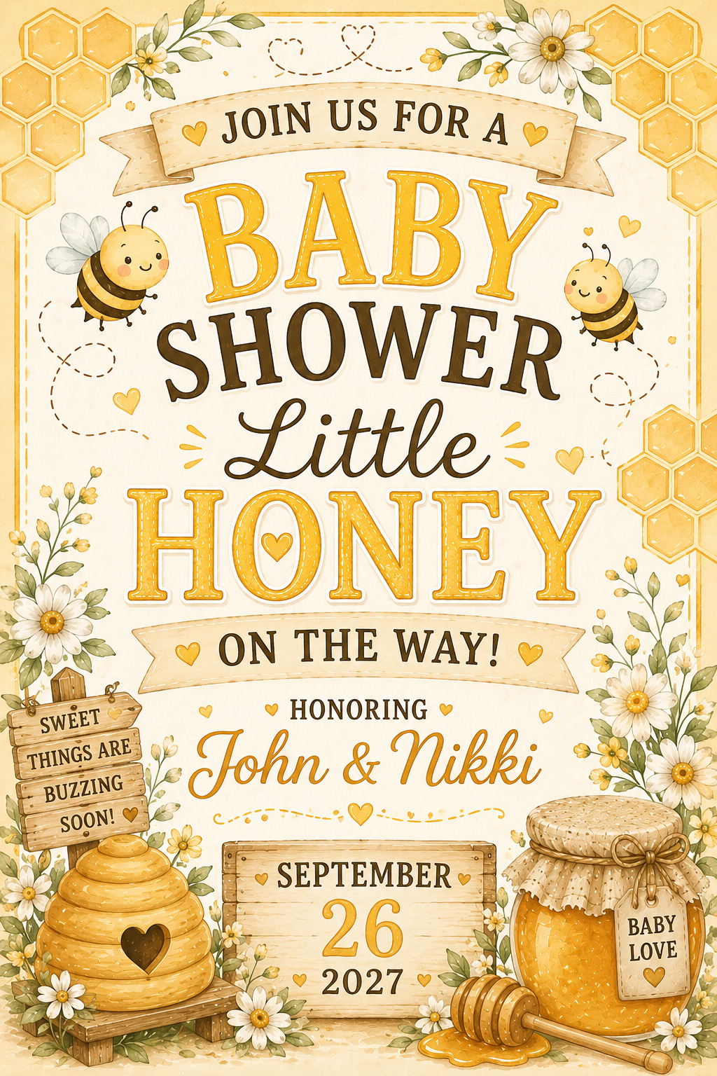 Little Honey On The Way Baby Shower Sign