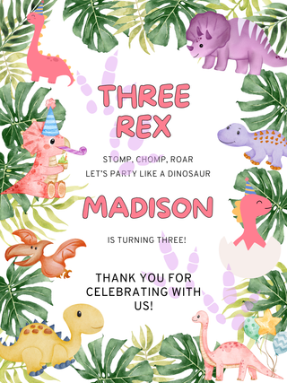 Dinosaur Design 2 Party Sign