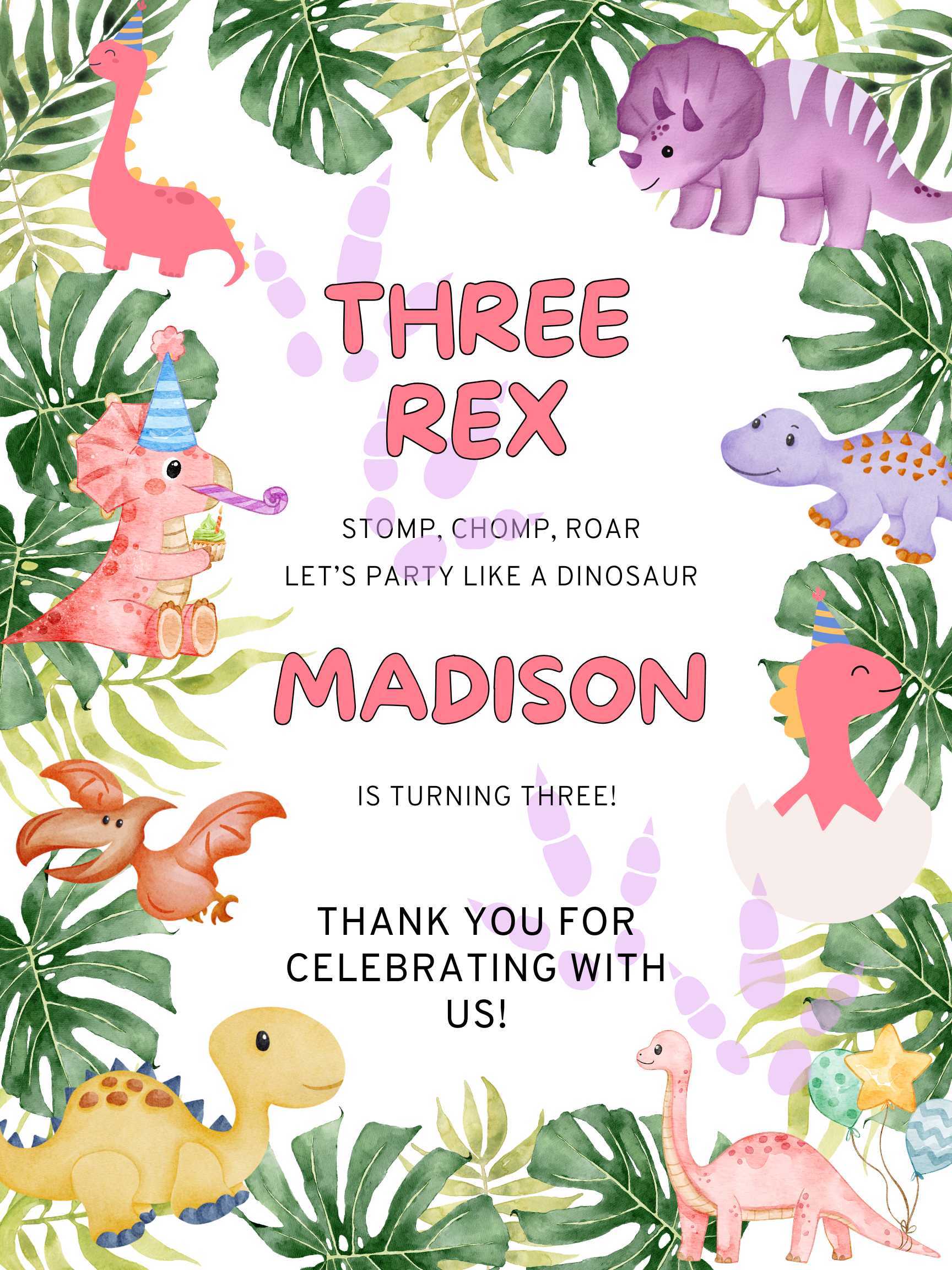 Dinosaur Design 2 Party Sign