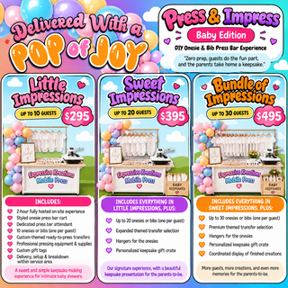 Press &amp; Impress: Baby Edition A DIY Onesie &amp; Bib Press Bar Experience