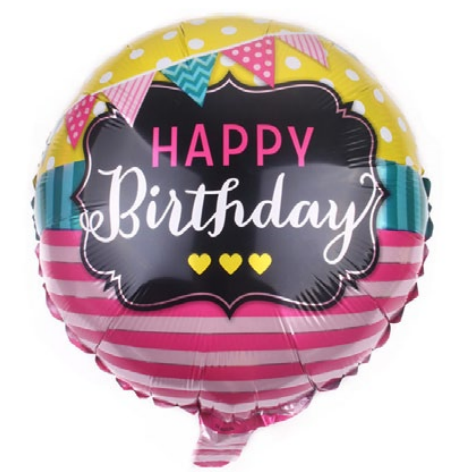 Happy Birthday Stripes and Polka Dot Colorful Balloon