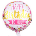 Pink and Gold Happy Birthday Balloon with Polka Dots