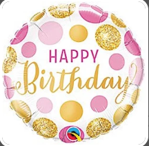 Pink and Gold Happy Birthday Balloon