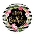 Floral Striped happy Birthday Balloon