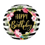 Floral Striped happy Birthday Balloon