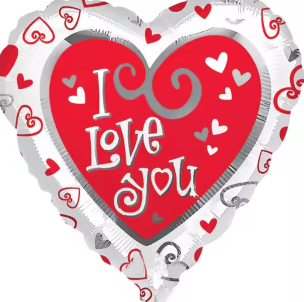 I Love You with Whimsical Hearts Balloon