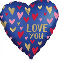 Blue I Love You Balloon with Hearts