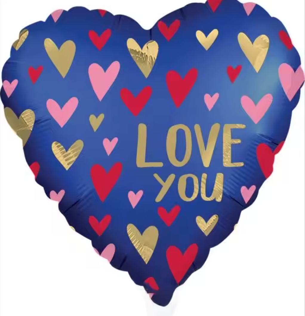 Blue I Love You Balloon with Hearts