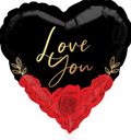 Black Love You Balloon designed with red roses