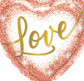 Heart Shape Balloon With Gold Love and confetti dots