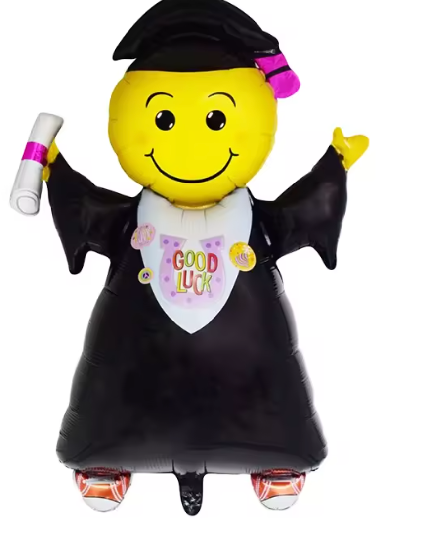 Smiley Graduation Balloon with pink- 35 inch