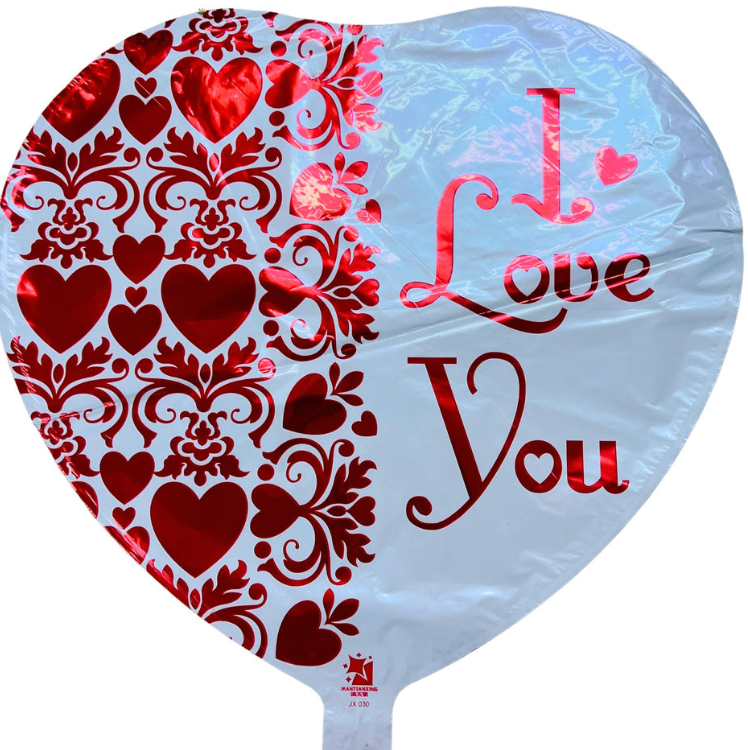Half Red and Half White I Love You Balloon