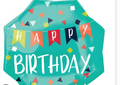 Octagon Teal Happy Birthday with Triangles