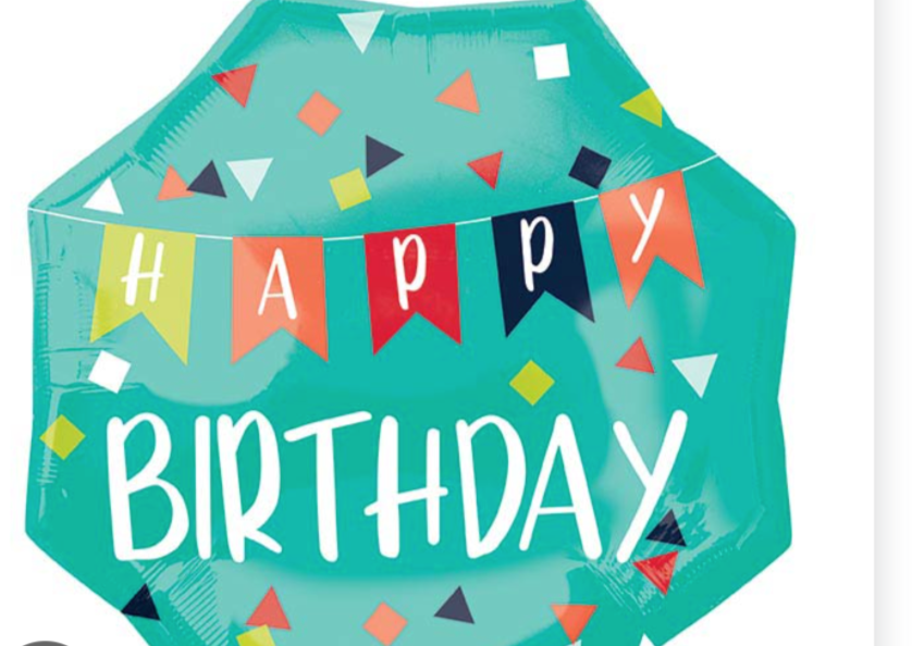 Octagon Teal Happy Birthday with Triangles
