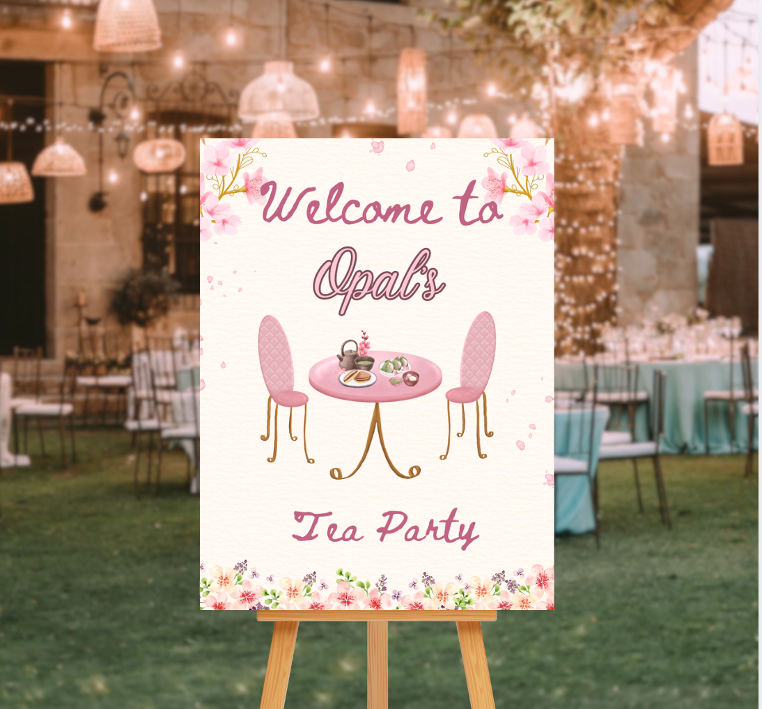 Tea Party Design 1 Welcome Party SIgn