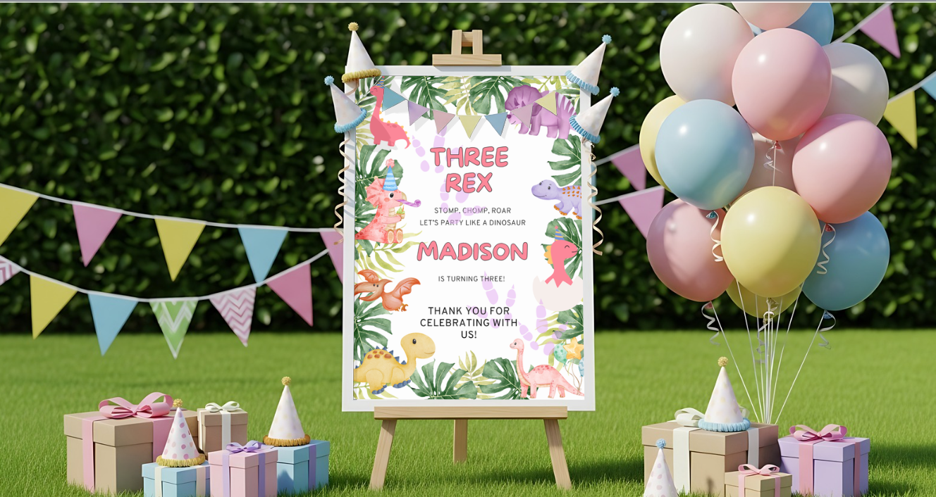 Dinosaur Design 2 Party Sign
