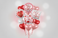 a valentine balloon bouquet 4 valentine foil printed balloons and 8 foil heart balloons