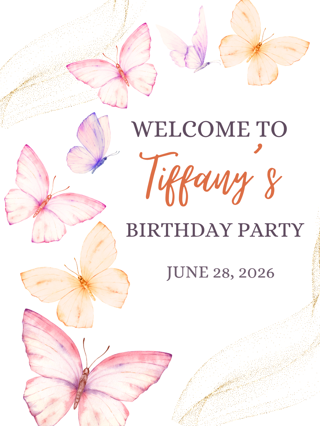 Butterfly Welcome Party Sign