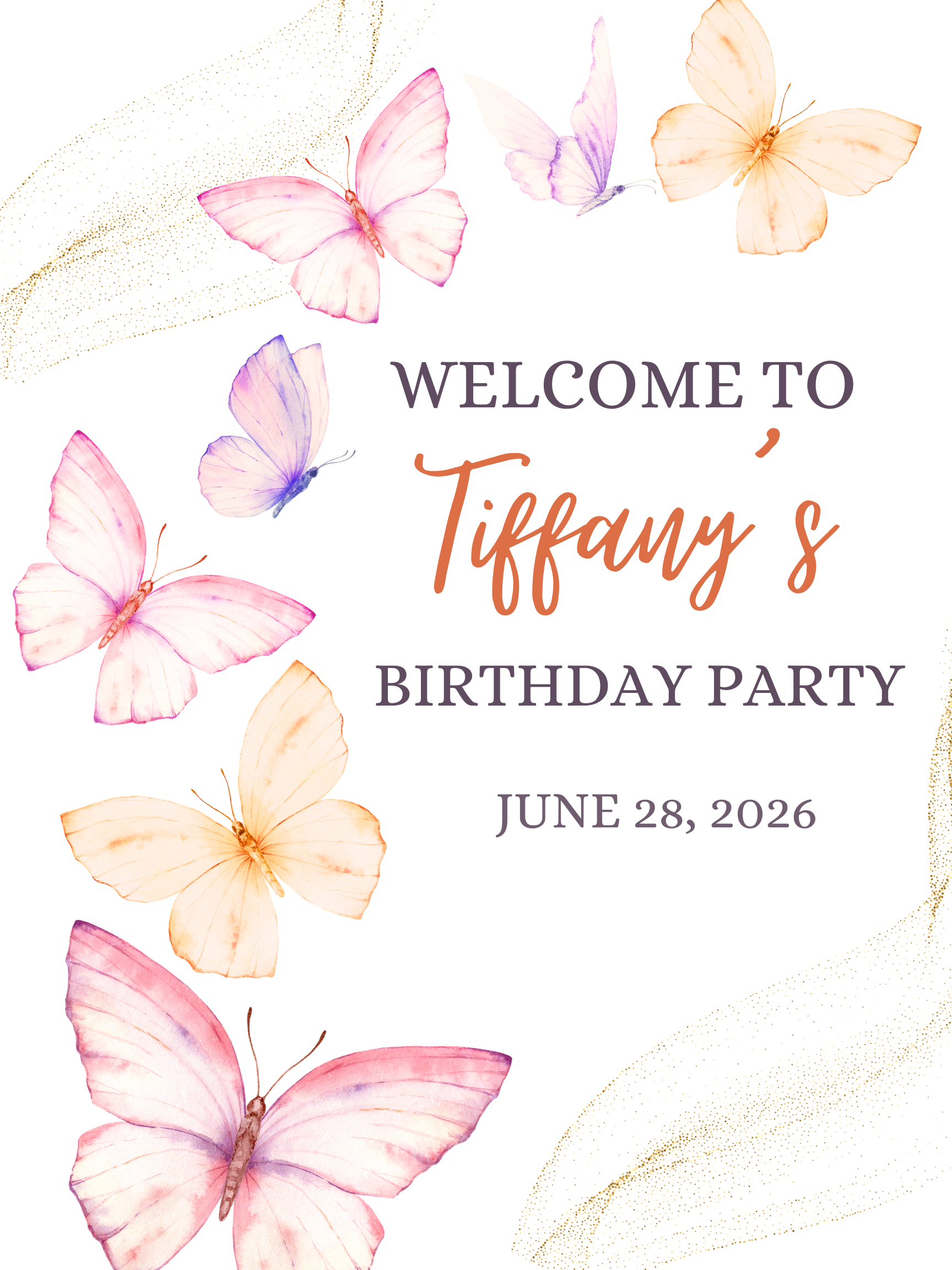 Butterfly Welcome Party Sign
