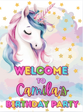 Unicorn Design 1 themed party welcome sign